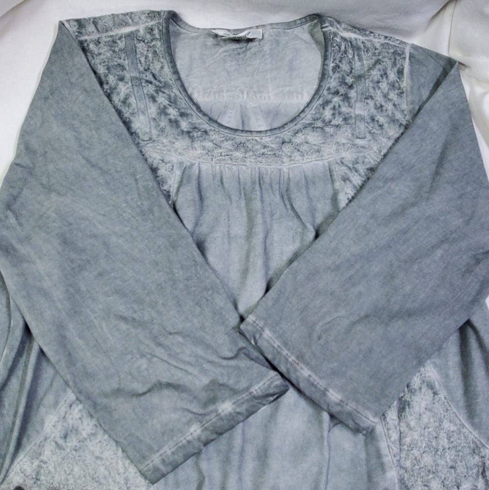Arie.A Women's Green Bohemian Embroidered Vintage Inspired Pullover Tunic Large